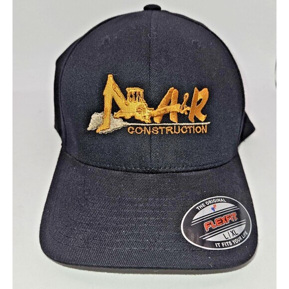 A&R Construction FLEXFIT S/Medium Hat fitted Baseball Cap black New old stock - Picture 1 of 9